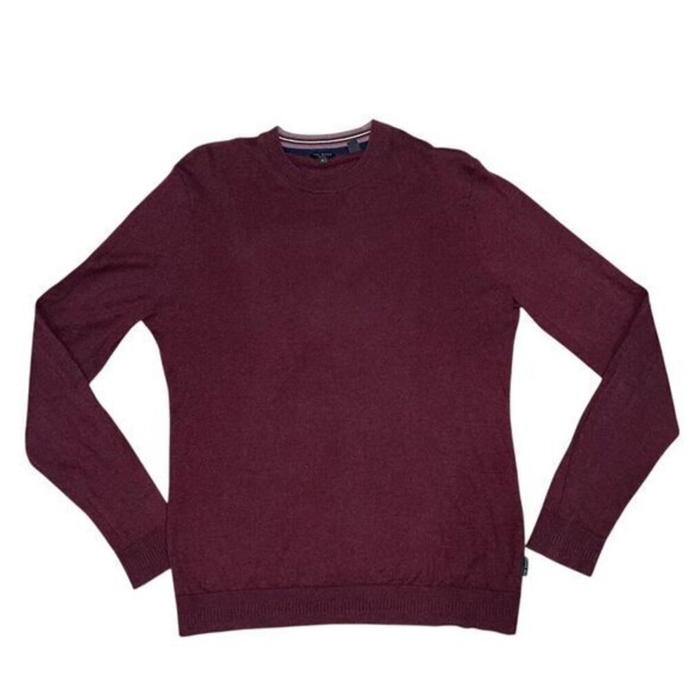 Ted Baker Men's Wool Cashmere Blend Crewneck Sweater Burgundy Size 5 XL